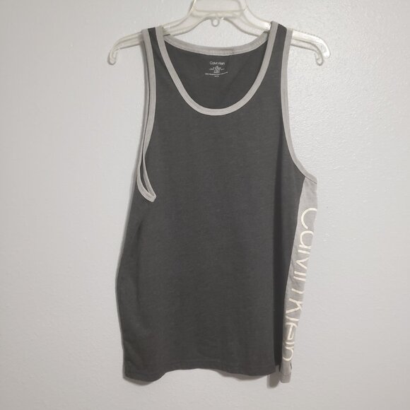 Calvin Klein Shirt Tank Top Side Spellout Men's Large Gray Unisex Sleeveless - Picture 5 of 11